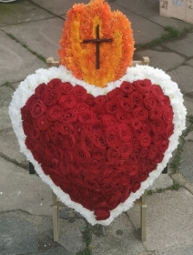 sacred heart, religion, catholic, funeral flowers, tribute, church, oasis, wreath, harold wood, romford, havering, delivery