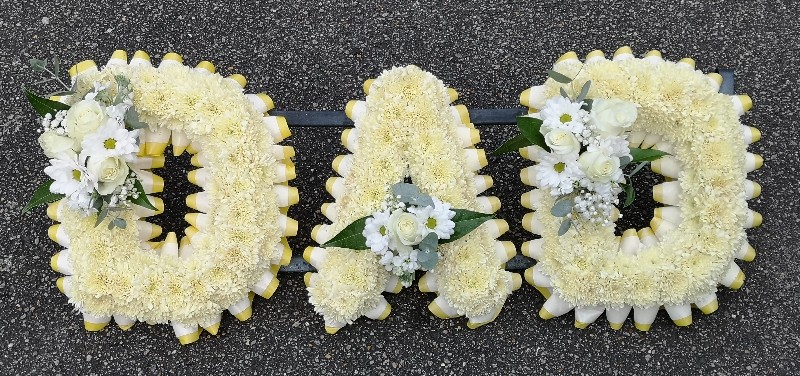 letters, name, create your own, names, any name, funeral flowers, oasis, tribute, wreath, harold wood, romford, havering delivery