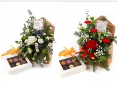 Christmas, flowers, pot, envelope, chocolates, arrangement, gift, florist, harold wood, romford, havering