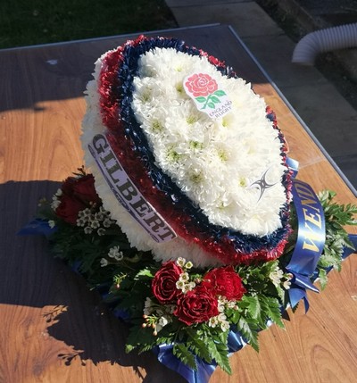 Rugby, ball, England, twickenham, gilbert, funeral, flowers, tribute, romford, harold wood, havering, delivery