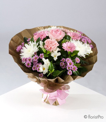 pink bouquet girl flowers roses gerberas florist harold wood romford same day delivery