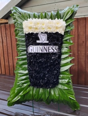 2D, pint of beer, pint glass, Guinness, fosters, stella, carlsberg, carling, peroni, ale drink funeral flowers tribute florist harold wood romford, delivery