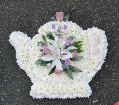 teapot, tea, coffee pot, teabag, funeral, flowers, tribute, wreath, oasis, florist, harold wood, romford, havering, brentwood, dagenham, delivery
