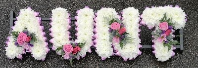 letters, name, aunt, auntie, aunty  funeral flowers, oasis, tribute, wreath, harold wood, romford, havering, delivery