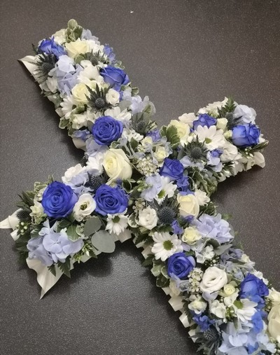 Blue and White Cross