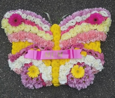 animal, butterfly, butterflies, funeral, tribute, posy, wreath, flowers, florist, oasis delivery, harold wood, romford, delivery