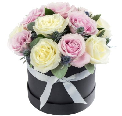 hatbox, arrangement, pink, roses, anniversary, flowers, gift, florist, harold wood, romford, havering, brentwood, dagenham,delivery