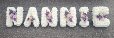 letters, name, nan, nanny, nani, nannie  funeral flowers, oasis, tribute, wreath, harold wood, romford, havering delivery