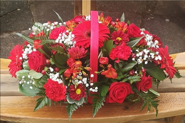 ruby red wedding anniversary flowers roses basket florist harold wood romford same day delivery