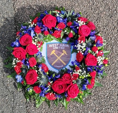 West Ham, wreath, whufc, westham, funeral, flowers, Harold Wood, Havering, delivery, florist, football, oasis, tribute, bespoke