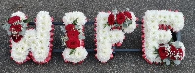 letters, name, wife, mrs,  funeral flowers, oasis, tribute, wreath, harold wood, romford, havering