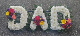 letters, name, dad, daddy, daddie, dadi, funeral flowers, oasis, tribute, wreath, harold wood, romford, havering, delivery