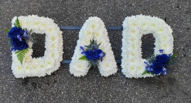 letters, name, dad, daddy, daddie, dadi, funeral flowers, oasis, tribute, wreath, harold wood, romford, havering, delivery