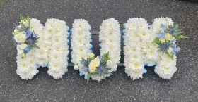 letters, name, mum, mummy,  funeral flowers, oasis, tribute, wreath, harold wood, romford, havering