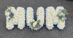 letters, name, mum, mummy,  funeral flowers, oasis, tribute, wreath, harold wood, romford, havering