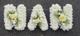 letters, name, nan, nanny, nani, nannie  funeral flowers, oasis, tribute, wreath, harold wood, romford, havering, delivery