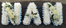 letters, name, nan, nanny, nani, nannie  funeral flowers, oasis, tribute, wreath, harold wood, romford, havering, delivery