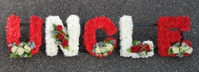 letters, name,uncle, unc,  funeral flowers, oasis, tribute, wreath, harold wood, romford, havering, delivery