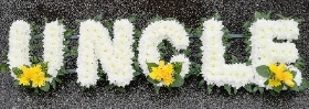 letters, name,uncle, unc,  funeral flowers, oasis, tribute, wreath, harold wood, romford, havering, delivery