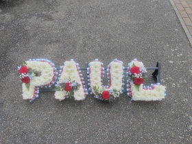 letters, name, create your own, names,   funeral flowers, oasis, tribute, wreath, harold wood, romford, havering delivery