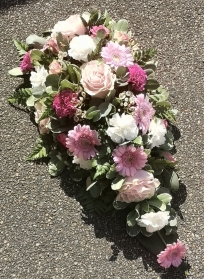 pink white spray oasis funeral flowers wreath tribute florist harold wood romford 