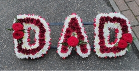 letters, name, dad, daddy, daddie, dadi  funeral flowers, oasis, tribute, wreath, harold wood, romford, havering, delivery