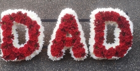 letters, name, dad, daddy, daddie, dadi  funeral flowers, oasis, tribute, wreath, harold wood, romford, havering, delivery