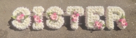 Sister, big, letters, name, little, sis, letter, funeral, tribute, wreath, oasis, flowers, harold wood, romford, florist, delivery, brentwood, dagenham