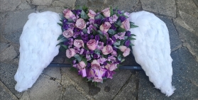 angel, wings, angelic,heart, heaven, feathers, posy, posies, funeral, tribute, wreath, flowers, florist, delivery, harold wood, romford, havering