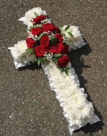 cross, religious, Christian, Christianity, funeral, flowers, tribute, wreath, florist, harold wood, romford, havering, delivery 