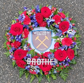 West Ham, wreath, whufc, westham, funeral, flowers, Harold Wood, Havering, delivery, florist, football, oasis, tribute, bespoke