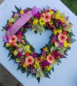 heart, colourful, male, female, tropical, funeral, tribute, wreath, flowers, florist, delivery, harold wood, romford