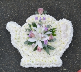 teapot, tea, coffee pot, teabag, funeral, flowers, tribute, wreath, oasis, florist, harold wood, romford, havering, brentwood, dagenham, delivery