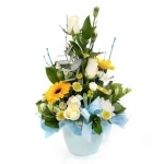 new born baby boy blue flowers gift