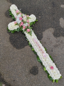 cross, christian, catholic, crucifix, religious, funeral, tribute, wreath, flowers, florist, delivery, harold wood, romford, havering