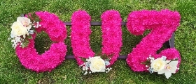 letters, name, cousin, cuz, funeral flowers, oasis, tribute, wreath, harold wood, romford, havering
