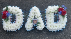 Football, Dad, daddy, name, west ham, hammers, irons, whufc, arsenal, gunners, tottenham hotspur, spurs, funeral, flowers, tribute, romford, harold wood, havering, delivery