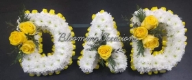 letters, name, dad, daddy, daddie, dadi, funeral flowers, oasis, tribute, wreath, harold wood, romford, havering, delivery