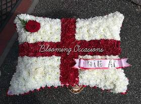 st george, england, english, flag, 23rd april, funeral, flowers, tribute, wreath, pillow, florist, harold wood, romford, havering, delivery