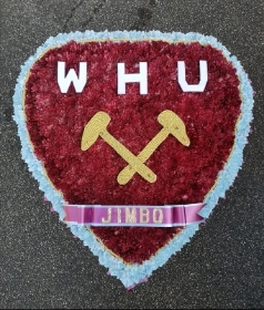 Football, shield, west ham, hammers, irons, whufc, funeral, flowers, tribute, romford, harold wood, havering, delivery