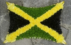 funeral, flowers, pillow, cushion, flag, jamaican, jamaica, wreath, posy, oasis,  tribute, florist, harold wood, romford, havering, brentwood, dagenham, delivery