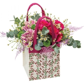 arrangements, florist choice, mothers day, pinks, jute, oasis, pot, flowers, gift, florist, harold wood, romford, havering, delivery