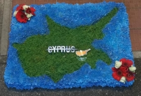 cyprus, cypriot, map of cyprus, flag, funeral, tribute, flowers, posy, posies, wreath, florist, delivery, harold wood, romford, havering