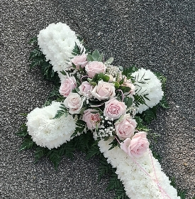 cross, christian, catholic, crucifix, religious, funeral, tribute, wreath, flowers, florist, delivery, harold wood, romford, brentwood, dagenham, havering