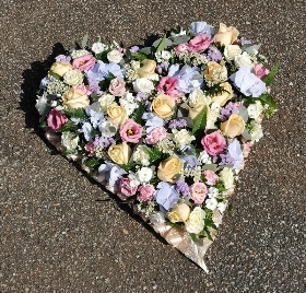 heart, colourful, pastels, female, funeral, tribute, wreath, flowers, florist, delivery, harold wood, romford havering