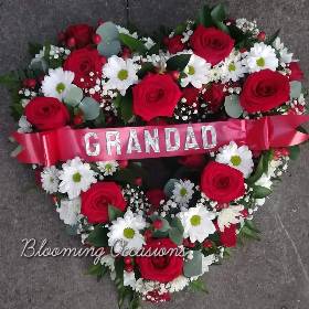 open heart, heart, red, white, male, female, funeral, tribute, wreath, oasis, flowers, florist, delivery, harold wood, romford havering, brentwood, dagenham,