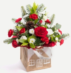 Christmas flowers basket arrangement gift 