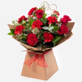 red roses carnation valentines gift bouquet love February 14th luxury flowers florist romford harold wood