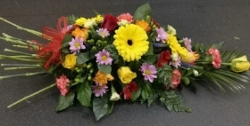 funeral flowers, spray, oasis, colourful, harold wood florist, delivery, romford